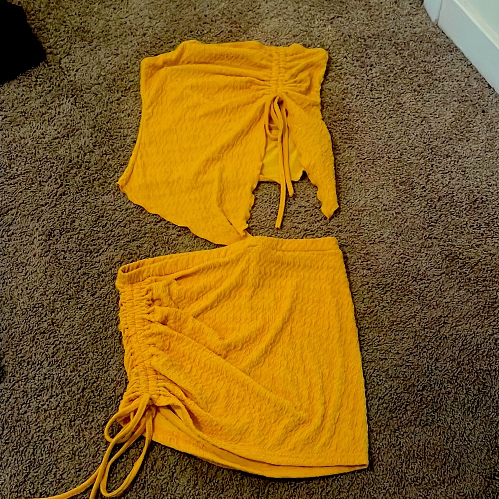 Yellow Ruched Women's Skirt